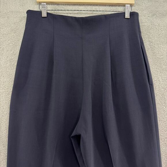 Lafayette148 Pants Women 8 Navy Blue Wool High Rise Tapered Leg Pleated Pockets - Picture 8 of 16